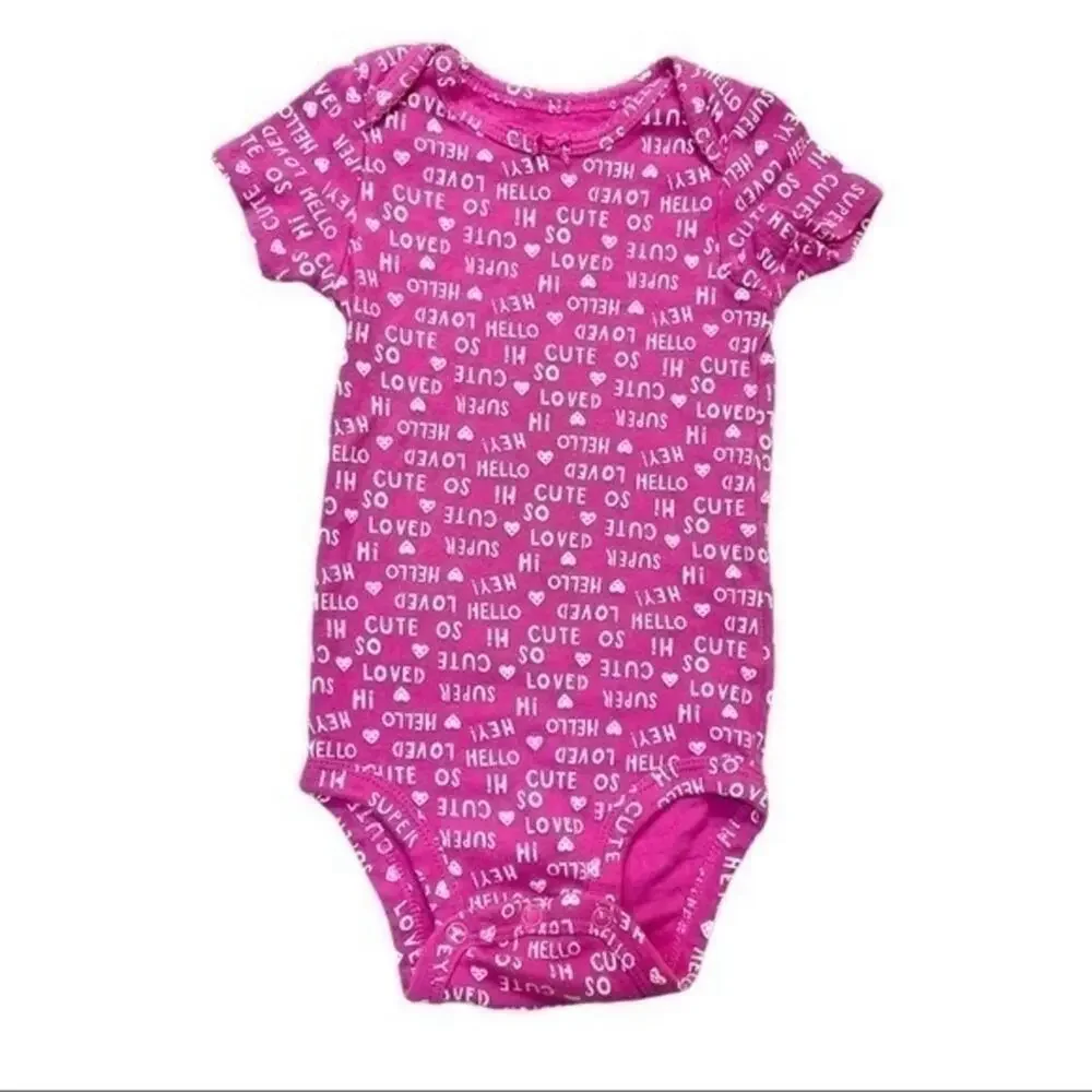 Carter’s Pink Love Graphic Print bodysuit Size 12 Months short sleeve
